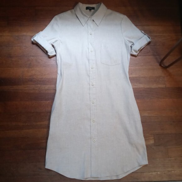 THEORY mayvine linen blend shirt dress in tierra wash (sz0) - Picture 4 of 12